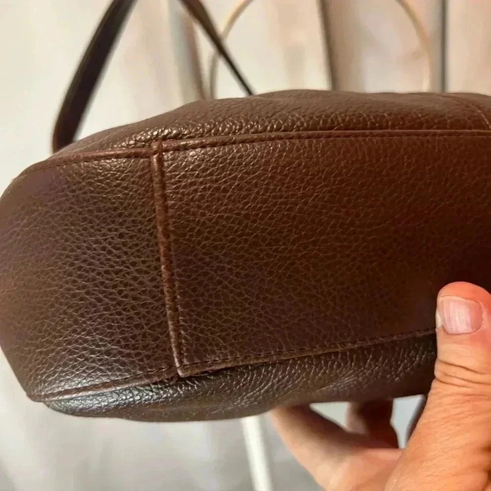 Mossimo Brown Pebble Leather Hobo Shoulder Bag - Picture 7 of 11